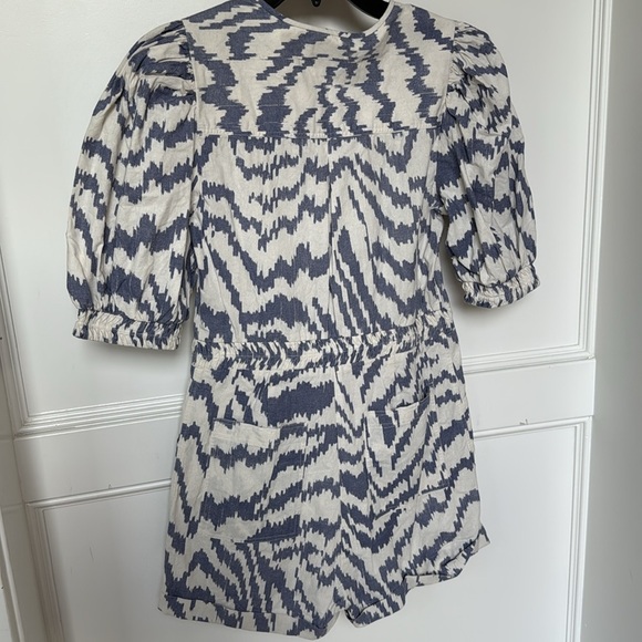 SAYLOR RAFAELA DENIM SHORTS ROMPER Blue Zebra Print Womens Size Small - Picture 9 of 13